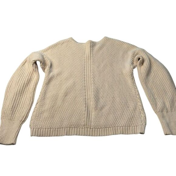 French Connection Size S Chunky Knit Pullover Sweater Cream Fisherman Cable Knit - Picture 5 of 7